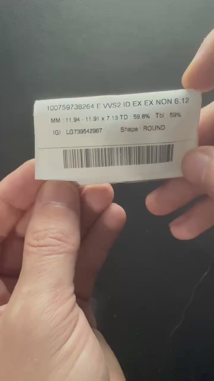 6.12 Carat Round VVS2 Color-E Ideal-Cut Diamond (IGI#739542967)